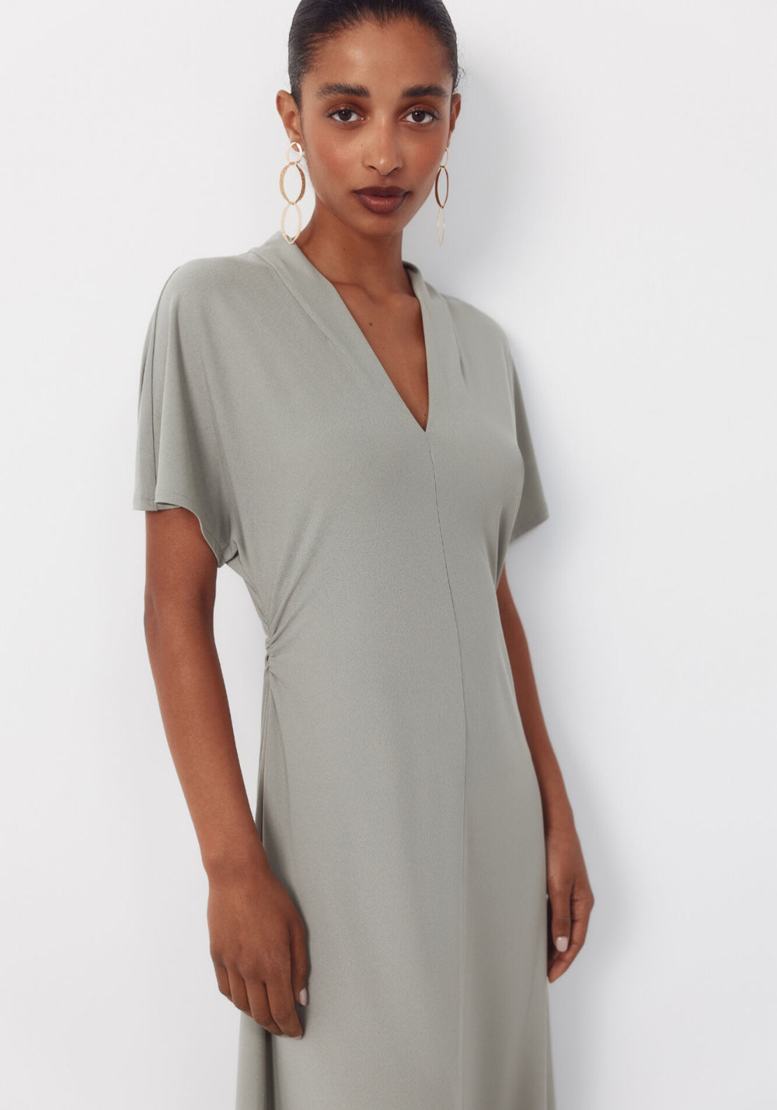 Cortefiel Printed Jersey Dress - Dark Khaki 5 Shaws Department Stores