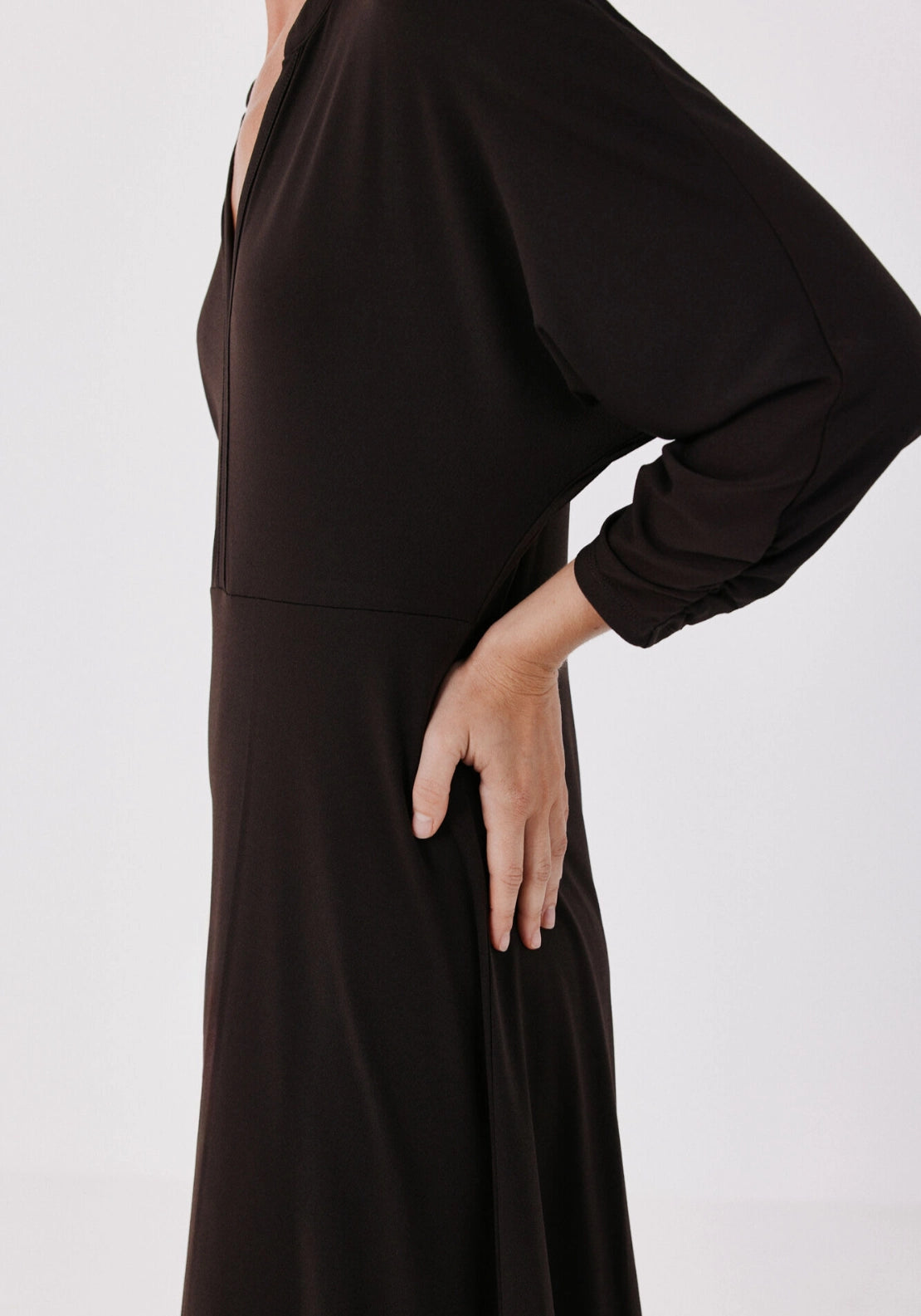 Fluid Stretch Dress - Dark Brown