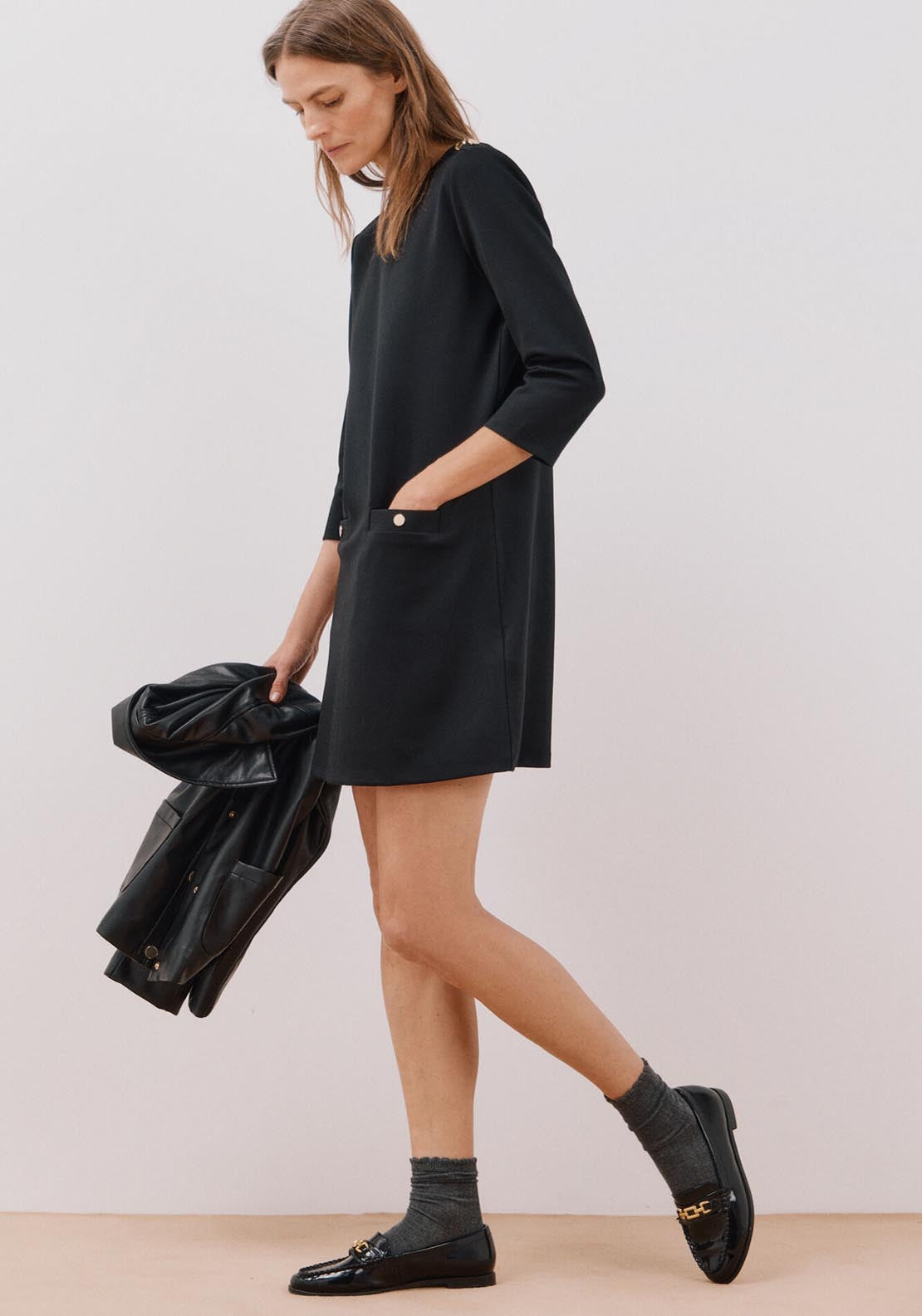 Cortefiel Short Stretch Dress - Black 3 Shaws Department Stores