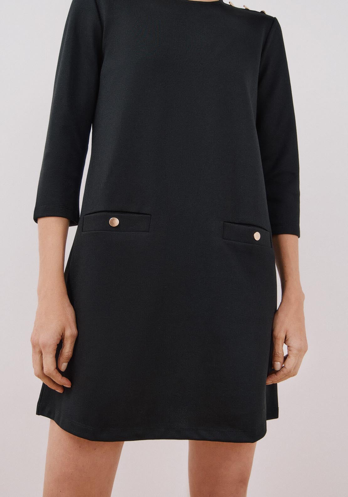 Cortefiel Short Stretch Dress - Black 4 Shaws Department Stores