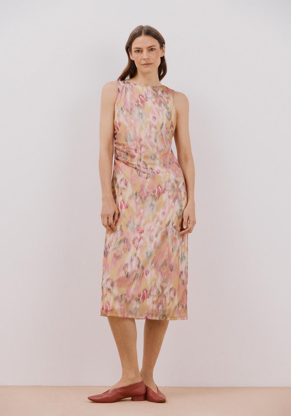 Cortefiel Printed Draped Dress - Multicoloured 1 Shaws Department Stores
