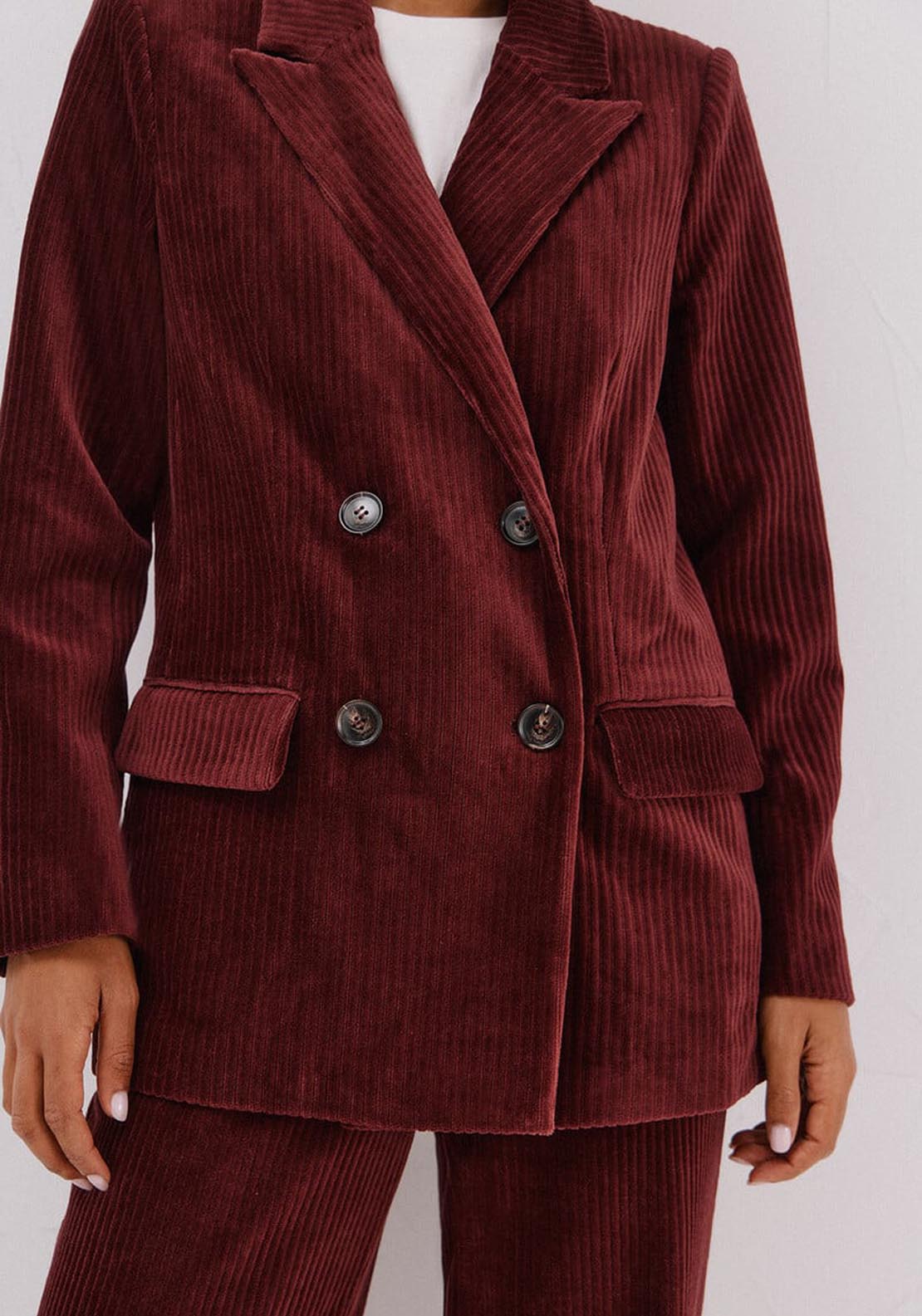 Cortefiel Double Corduroy Blazer - Red 5 Shaws Department Stores