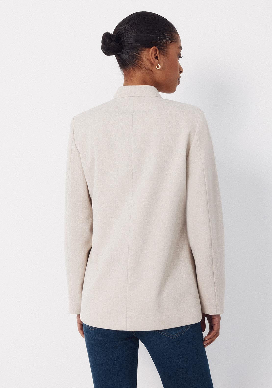 Jacket With Mandarin Collar - Cream