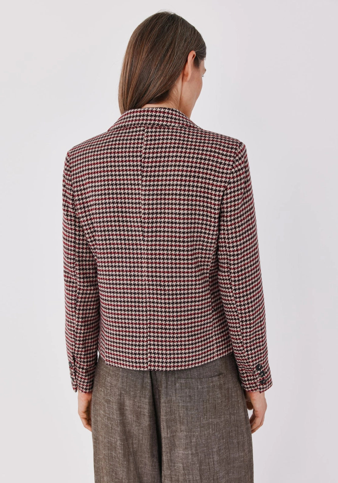 Cropped Double Breasted Blazer - Maroon