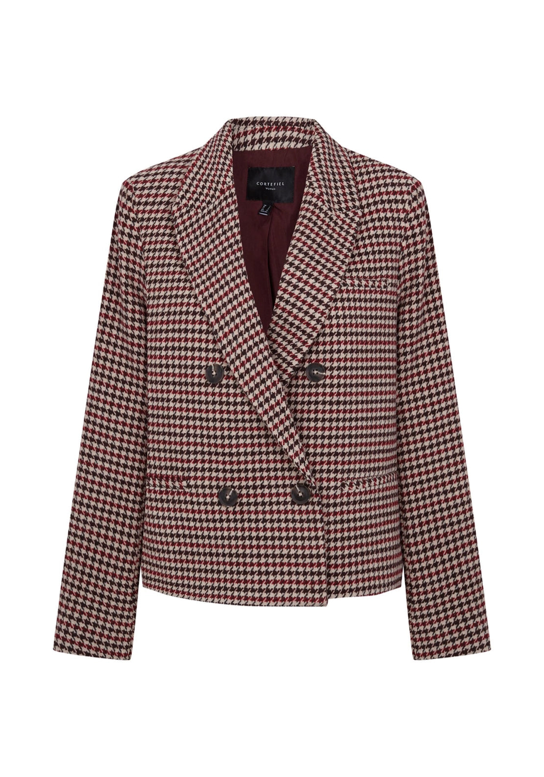 Cropped Double Breasted Blazer - Maroon