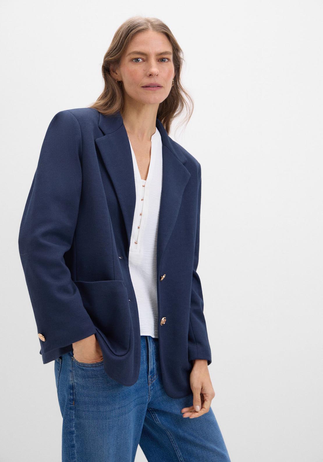 Cortefiel Pique Blazer - Navy 2 Shaws Department Stores