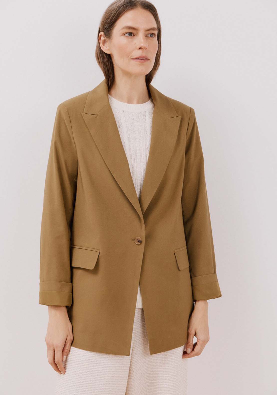 Cortefiel Light blazer - Light Khaki 1 Shaws Department Stores