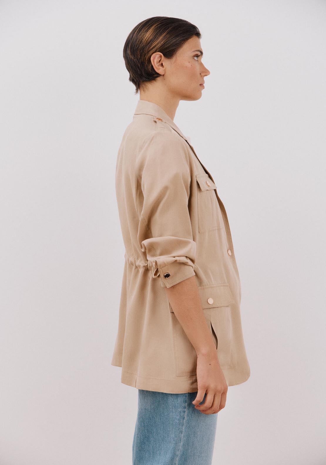 Cortefiel Safari Style Jacket - Beige/camel 3 Shaws Department Stores