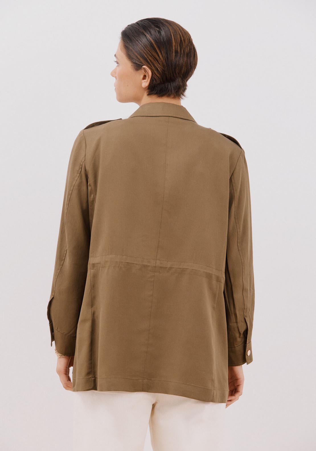 Cortefiel Safari Style Jacket - Dark Khaki 5 Shaws Department Stores