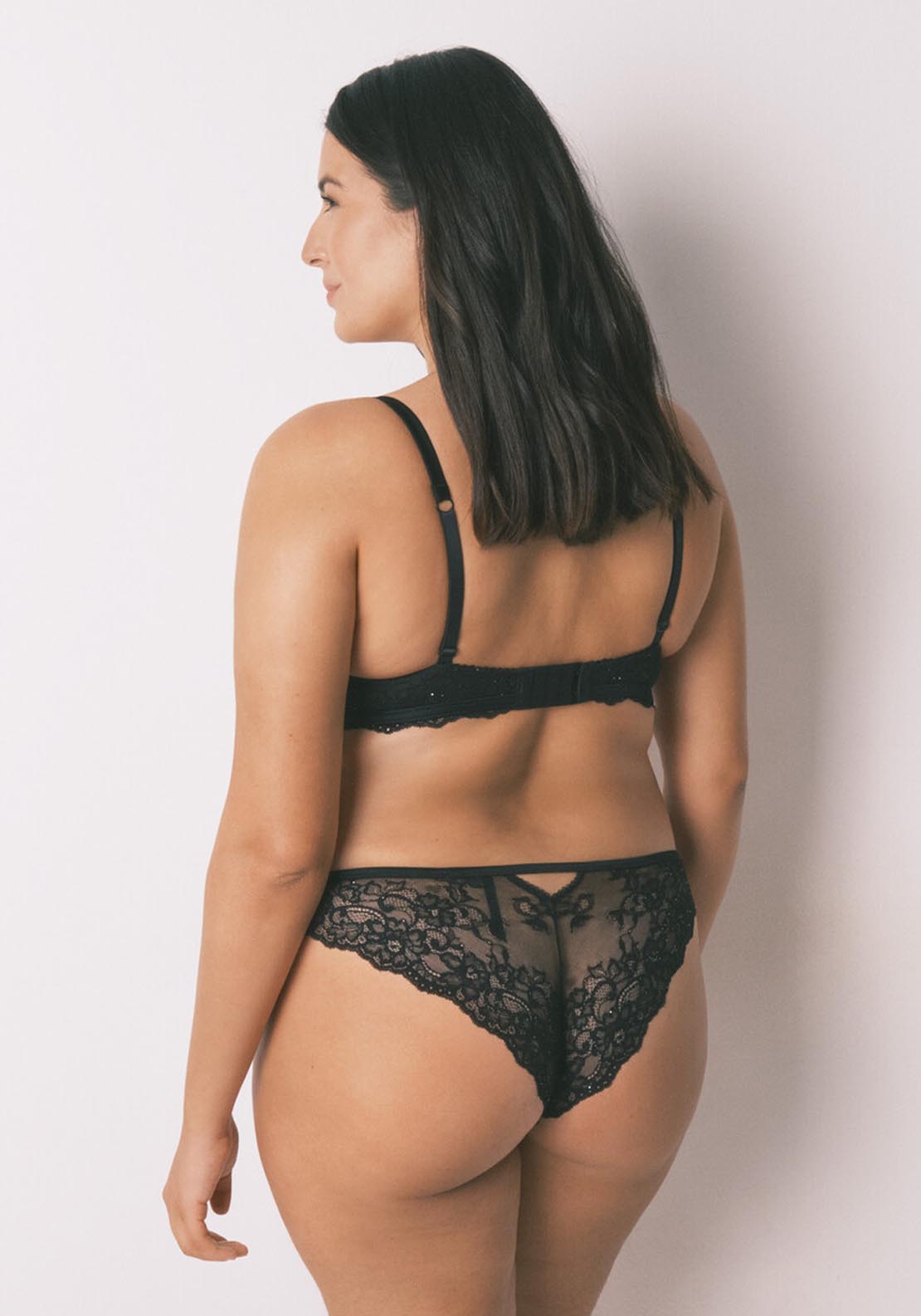 Classic Black Shimmering Lace Panty - Black