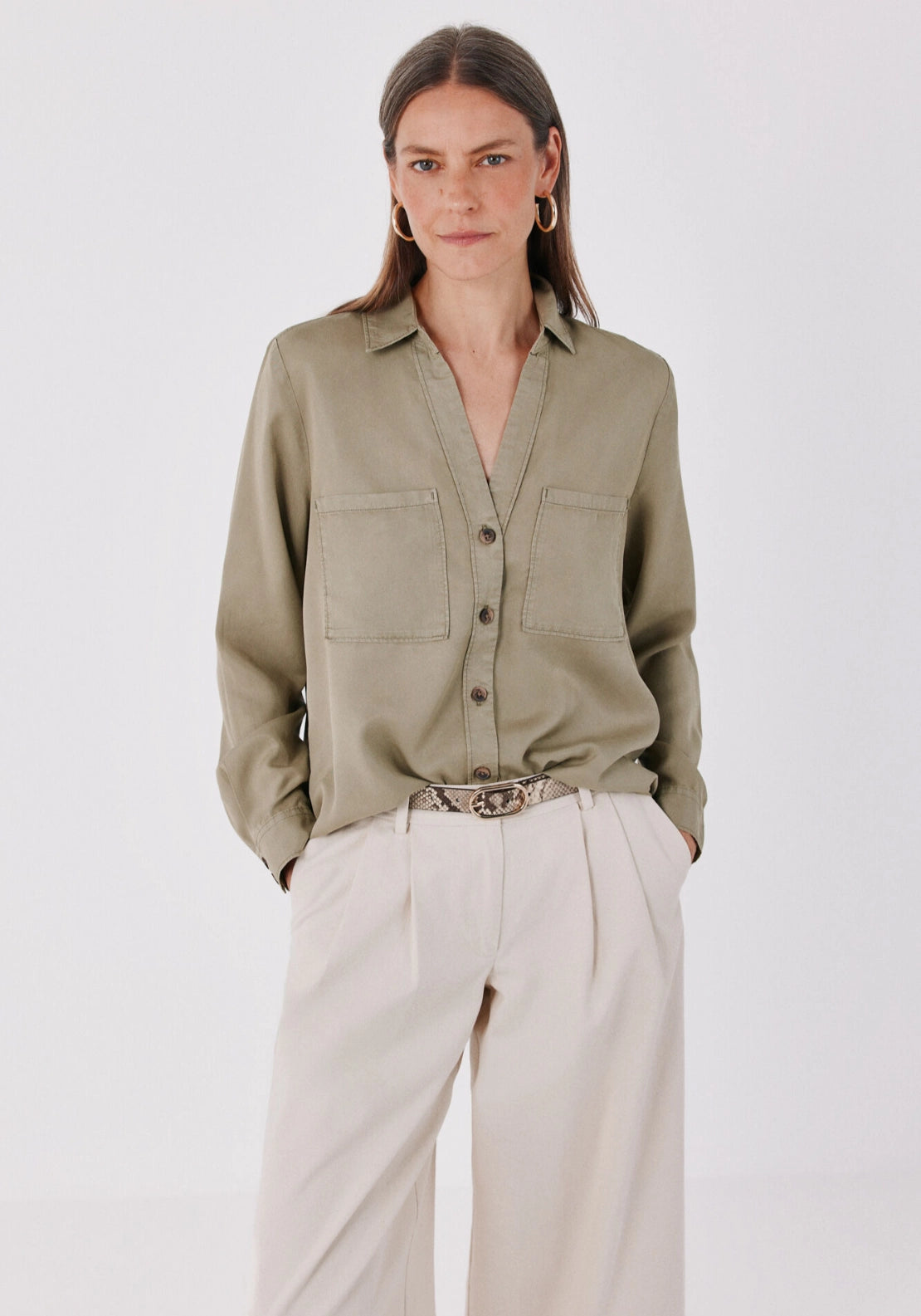 Soft Lyocell Cargo Shirt - Green