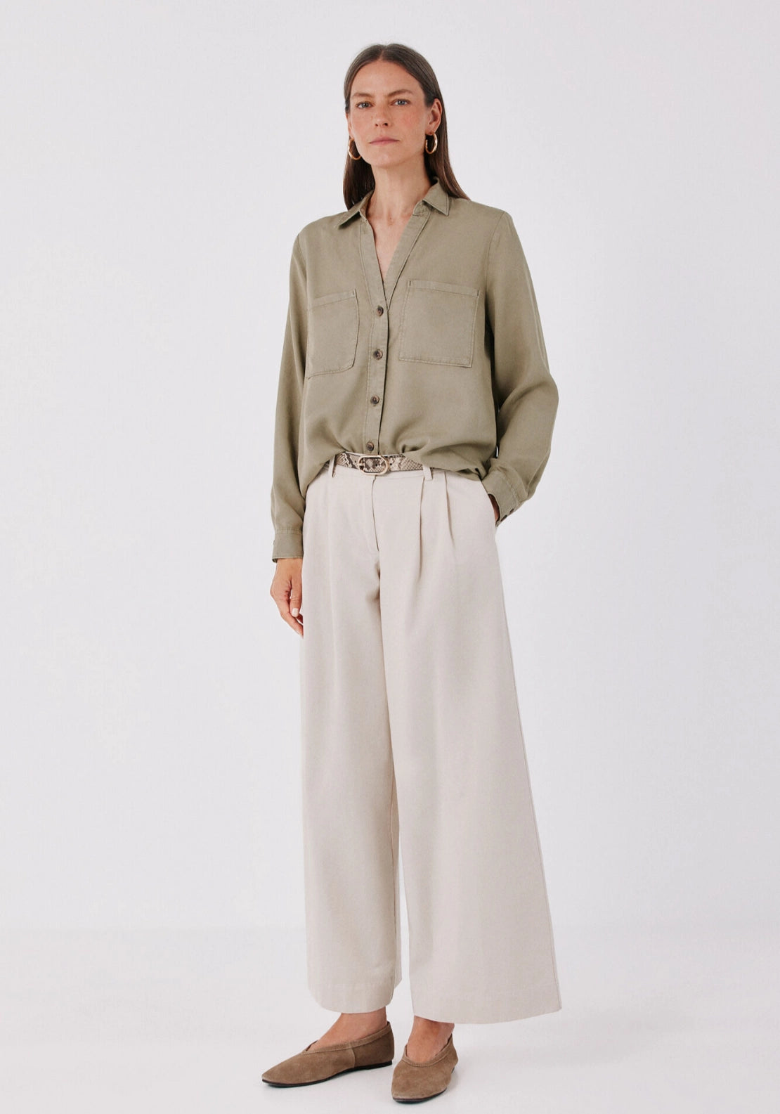 Soft Lyocell Cargo Shirt - Green