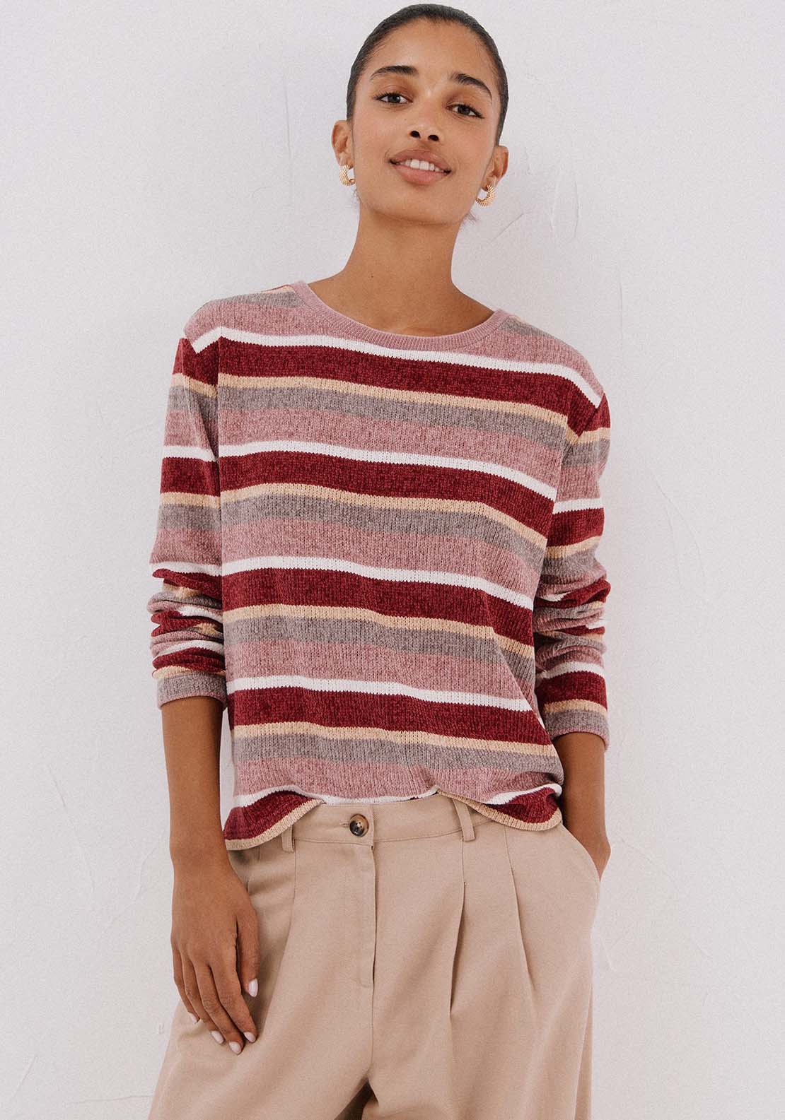 Striped Chenille T-Shirt - Multicolour