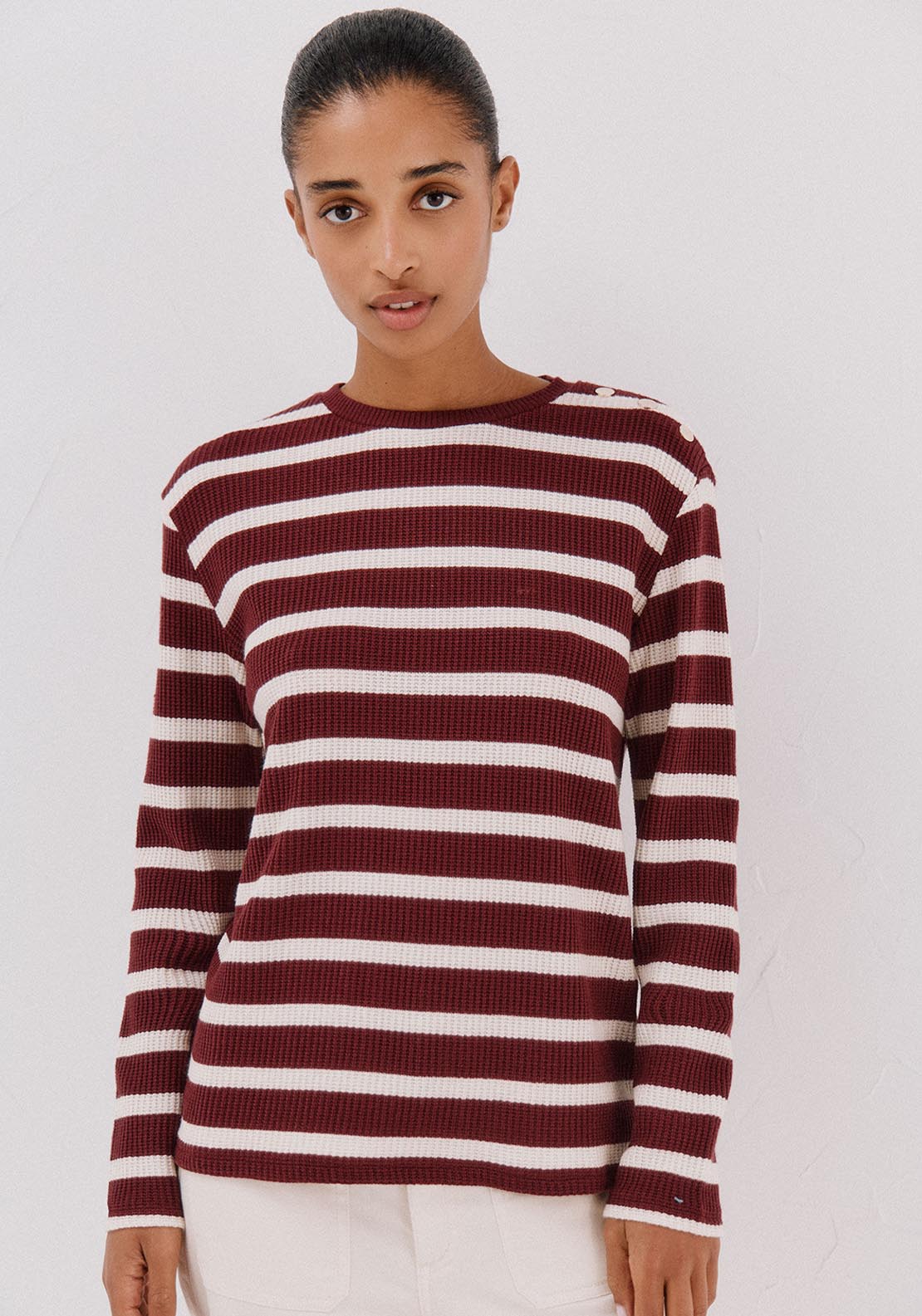 Striped Structured Sweatshirt - Red