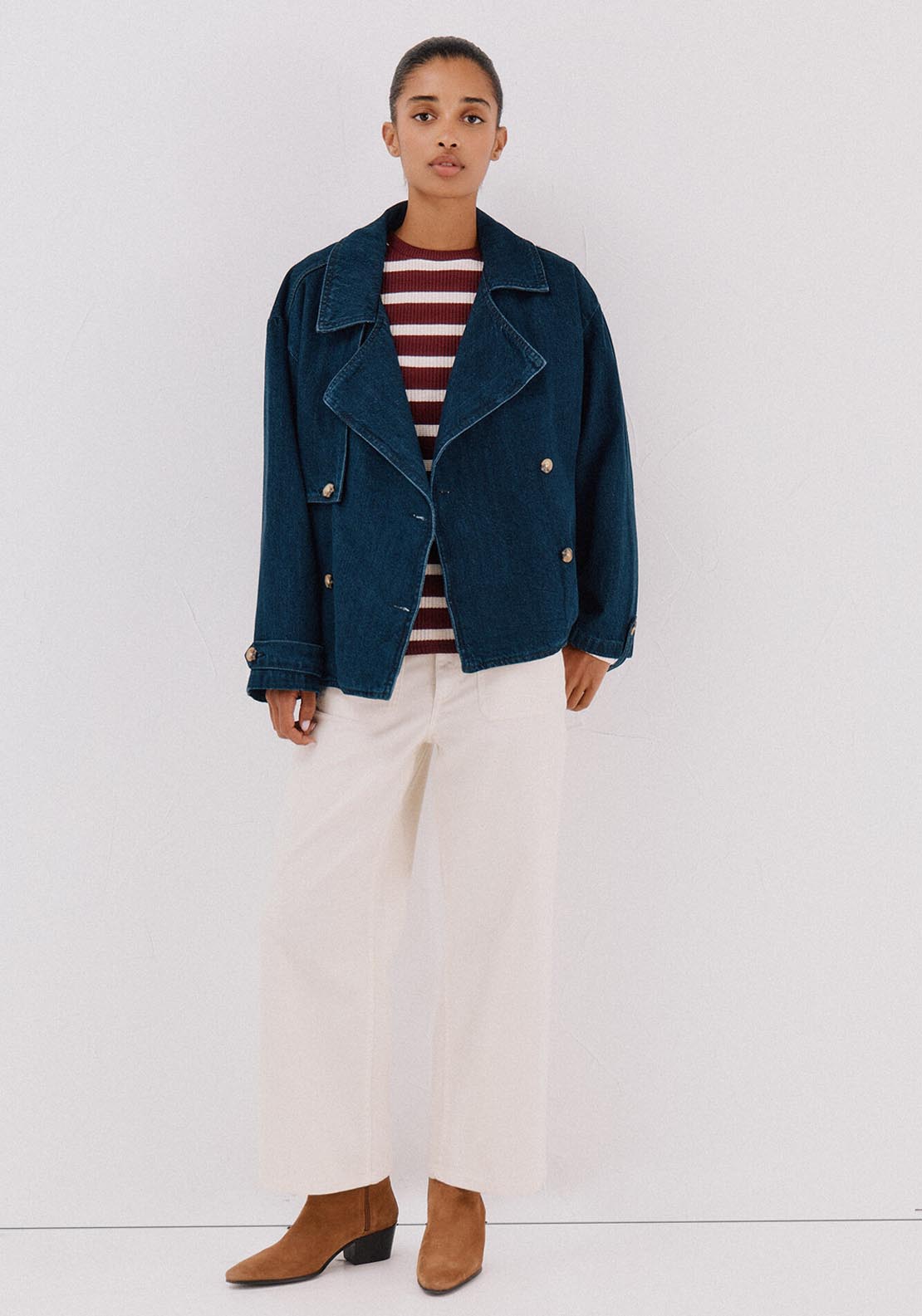 Striped Structured Sweatshirt - Red