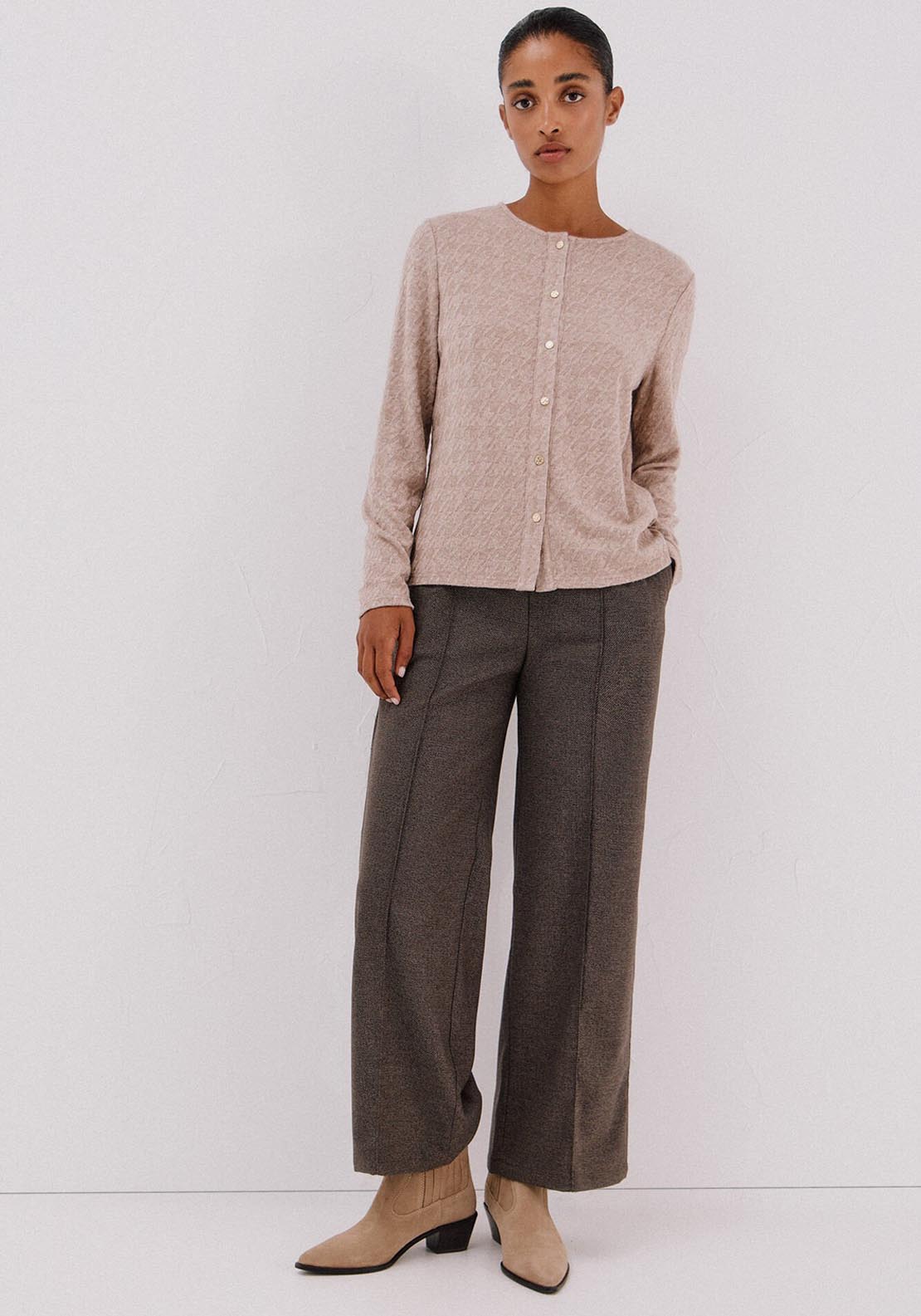 Houndstooth Jacket - Cream