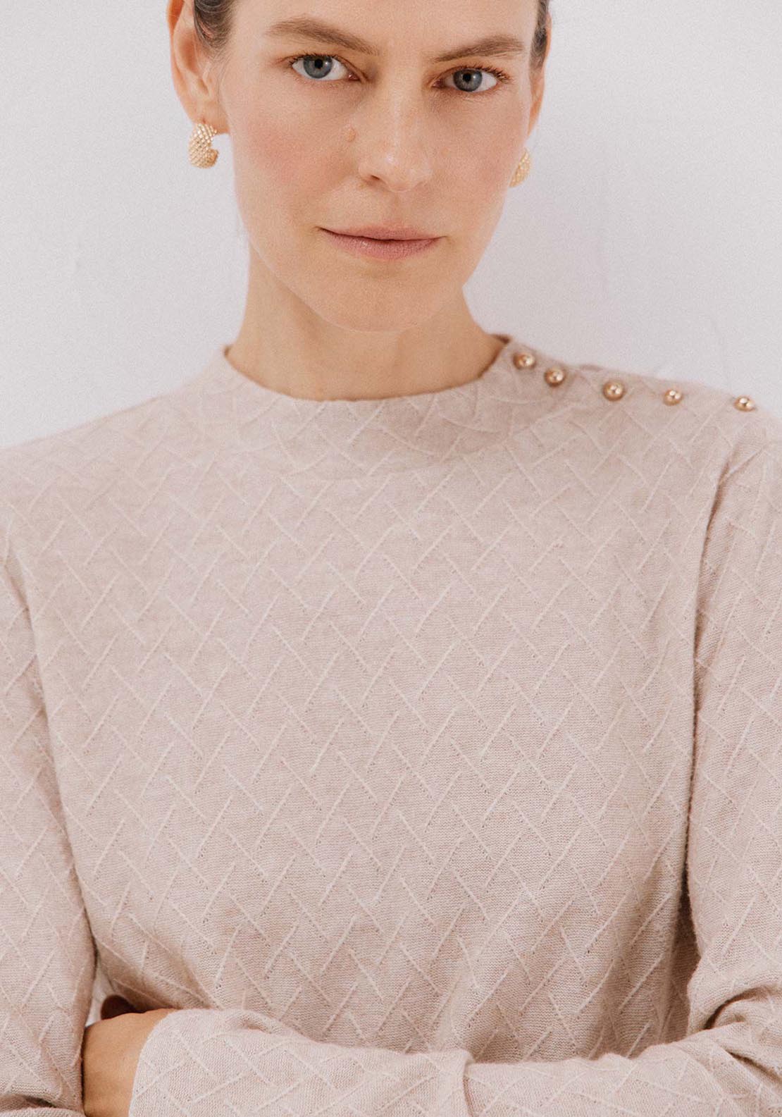 Rhombus Structure Top - Beige