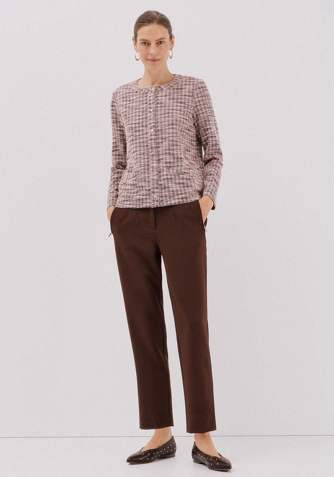 Tweed Cardigan - Brown