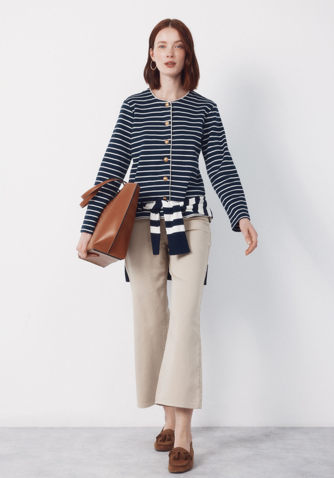 Cortefiel Rebecca Piping Contrast Cardigan - Blue 6 Shaws Department Stores