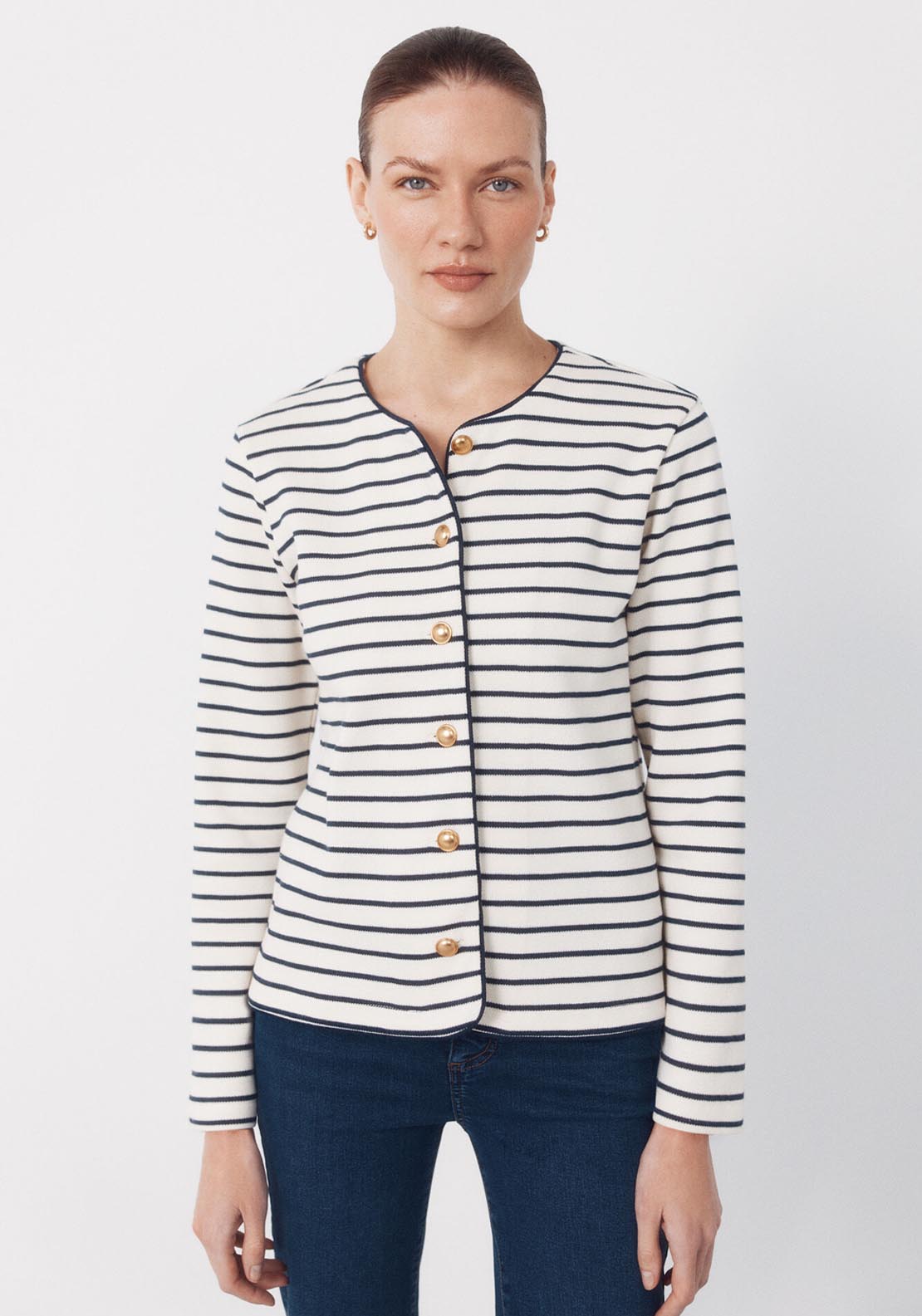 Rebecca Piping Contrast Cardigan - Burgundy