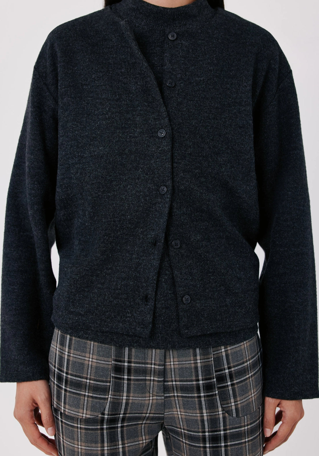 Cropped Knit Bolero - Charcoal Grey