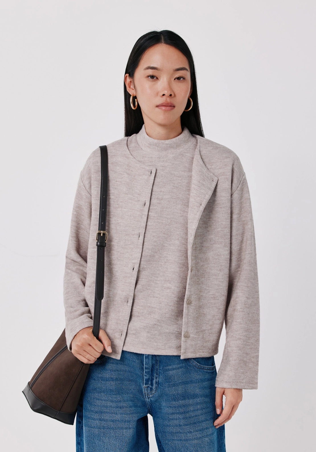 Cropped Knit Bolero - Beige