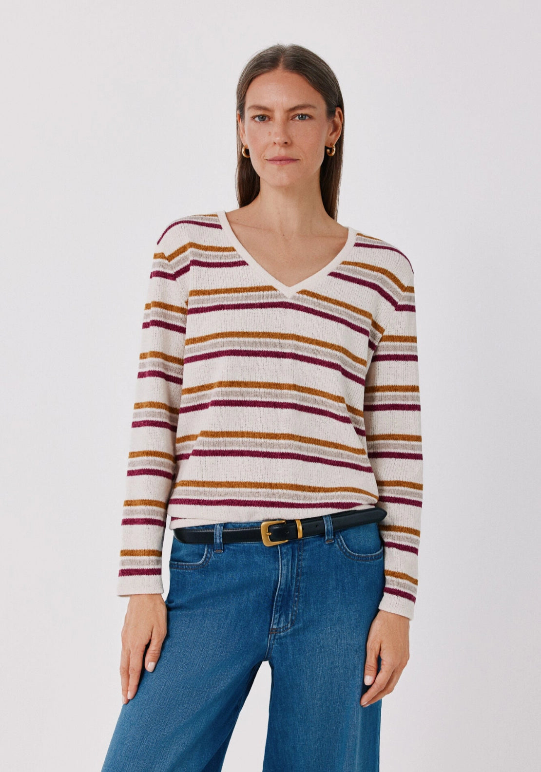 Soft Chenille V Neck Top - Multicoloured
