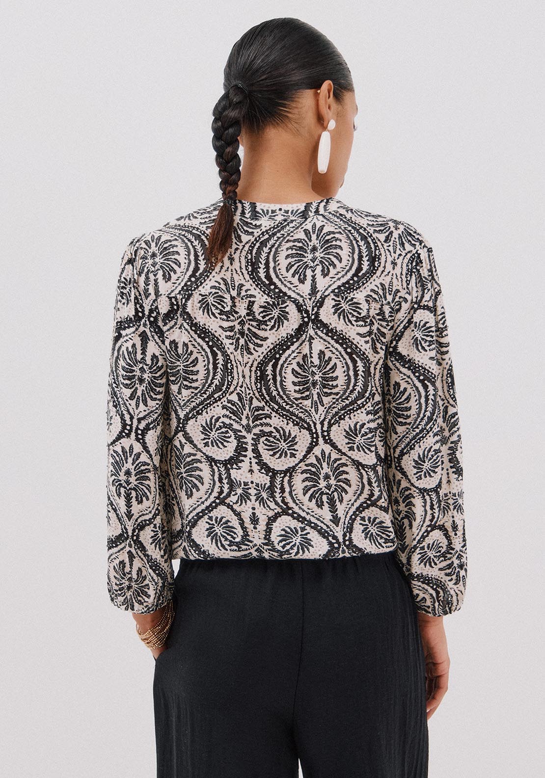 Cortefiel Plumetti Blouse - Grey 2 Shaws Department Stores
