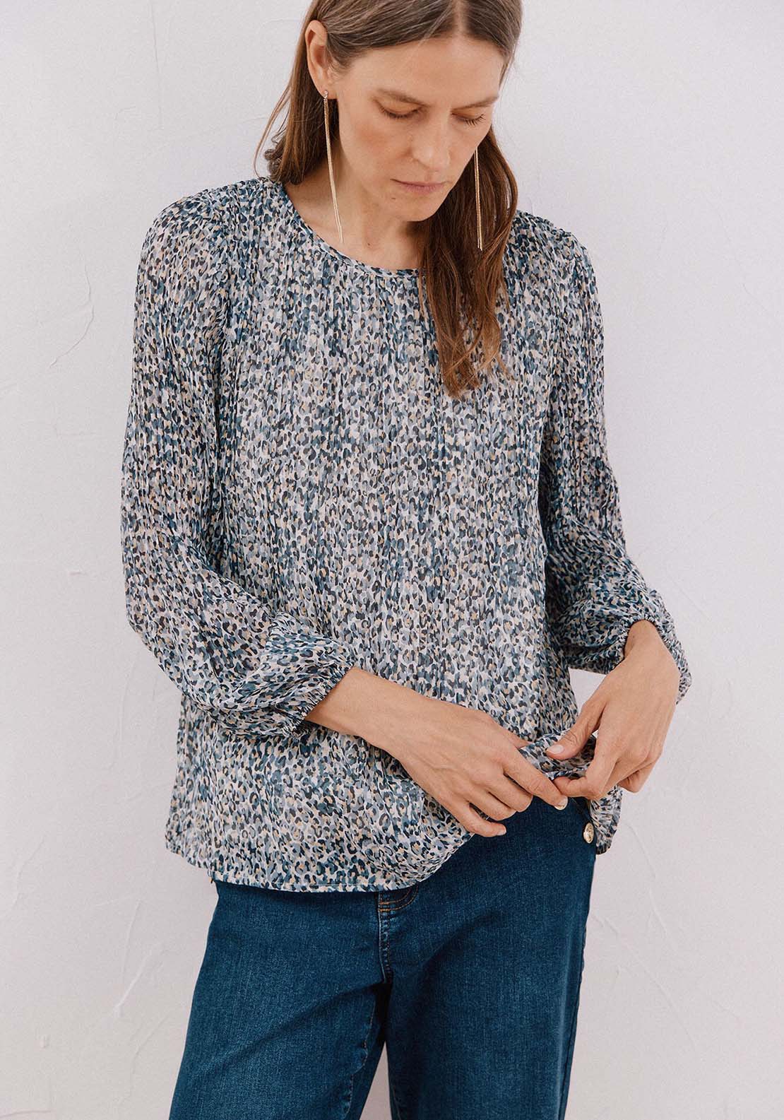 Pleated Blouse - Blue