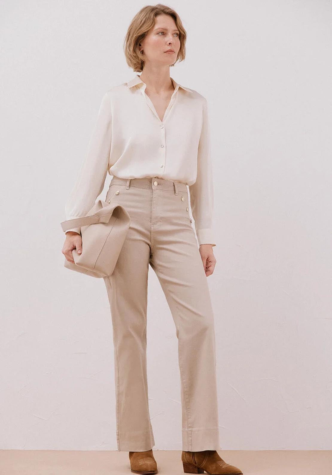 Satin Finish Shirt - Cream