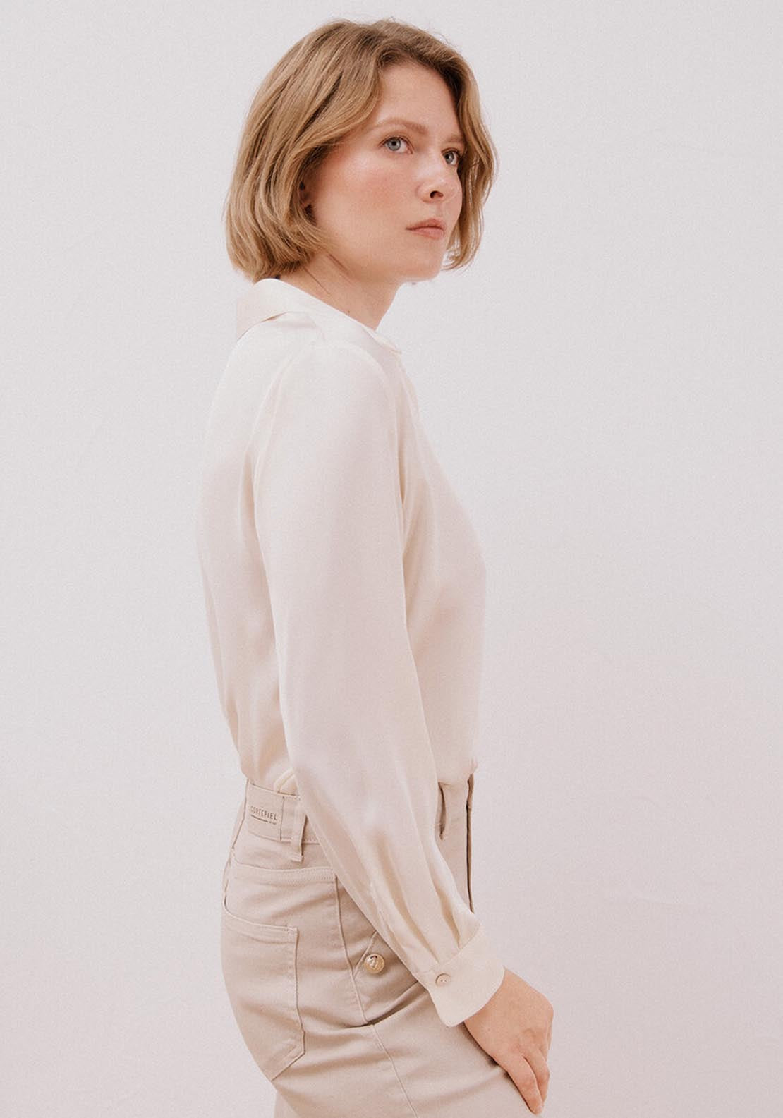 Satin Finish Shirt - Cream