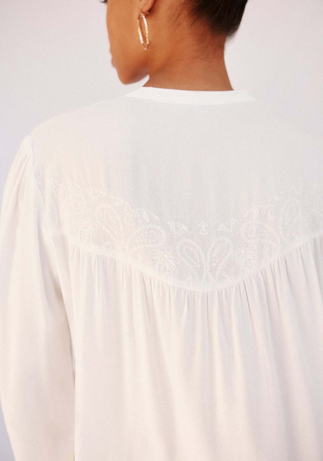 Blouse With Embroidered Detail - White