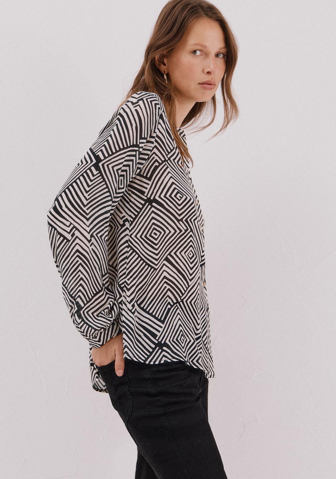 Round Neck Blouse - Burgundy