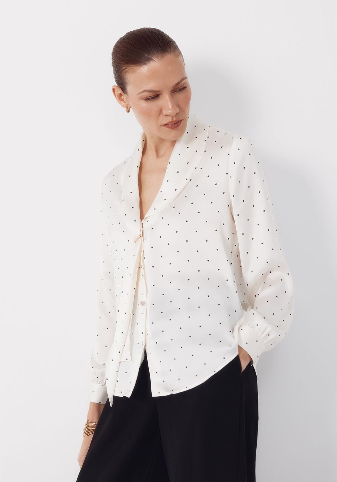 Satin Blouse With Bow - Burgundy