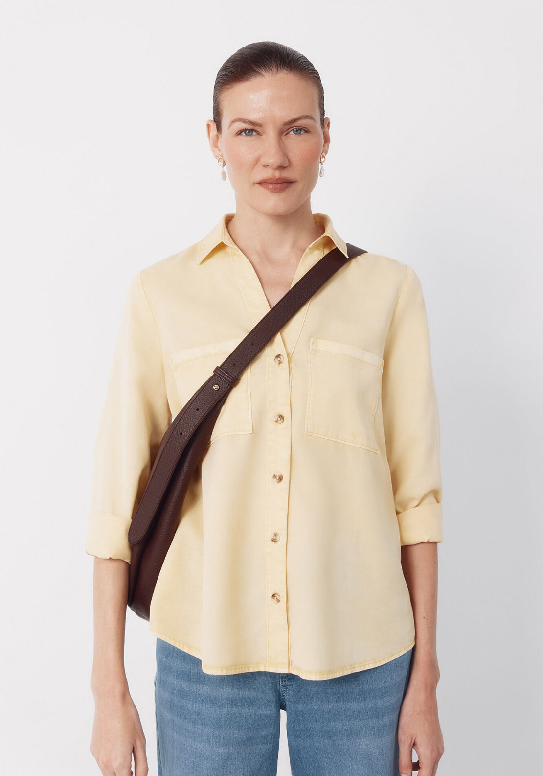Cortefiel Tencel Denim Shirt - Yellow 5 Shaws Department Stores
