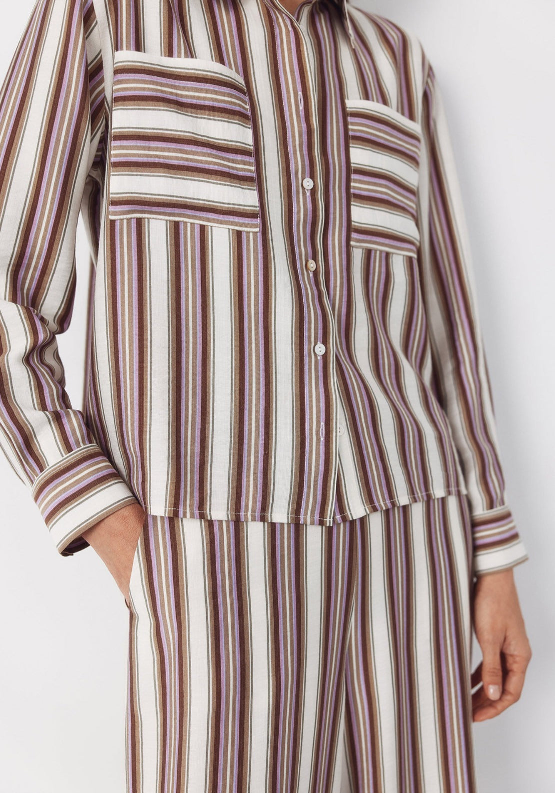 Striped Shirt - Brown Print