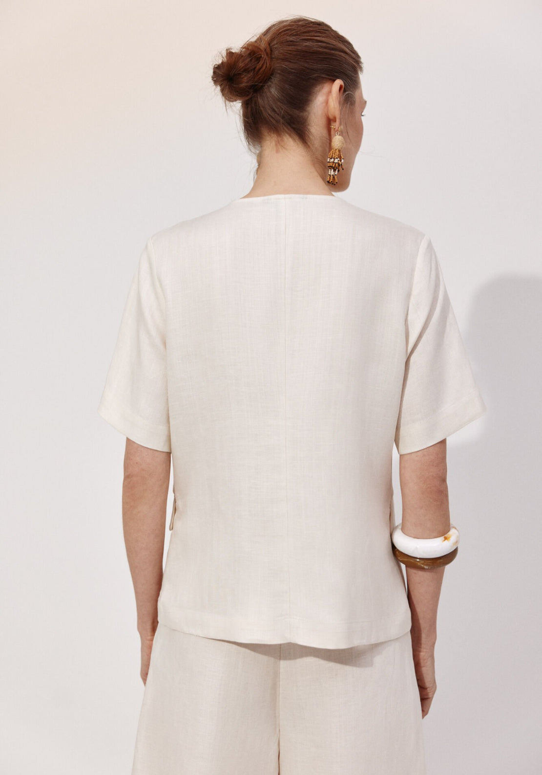 Cortefiel Short Sleeve Blazer - Cream 2 Shaws Department Stores