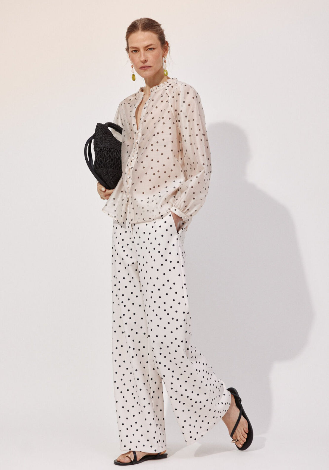 Cortefiel Polka-Dots Ruffle Blouse - Multicolour 4 Shaws Department Stores