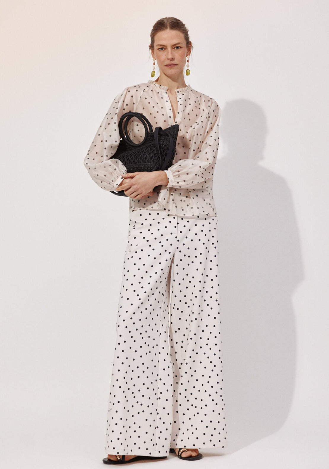 Cortefiel Polka-Dots Ruffle Blouse - Multicolour 5 Shaws Department Stores