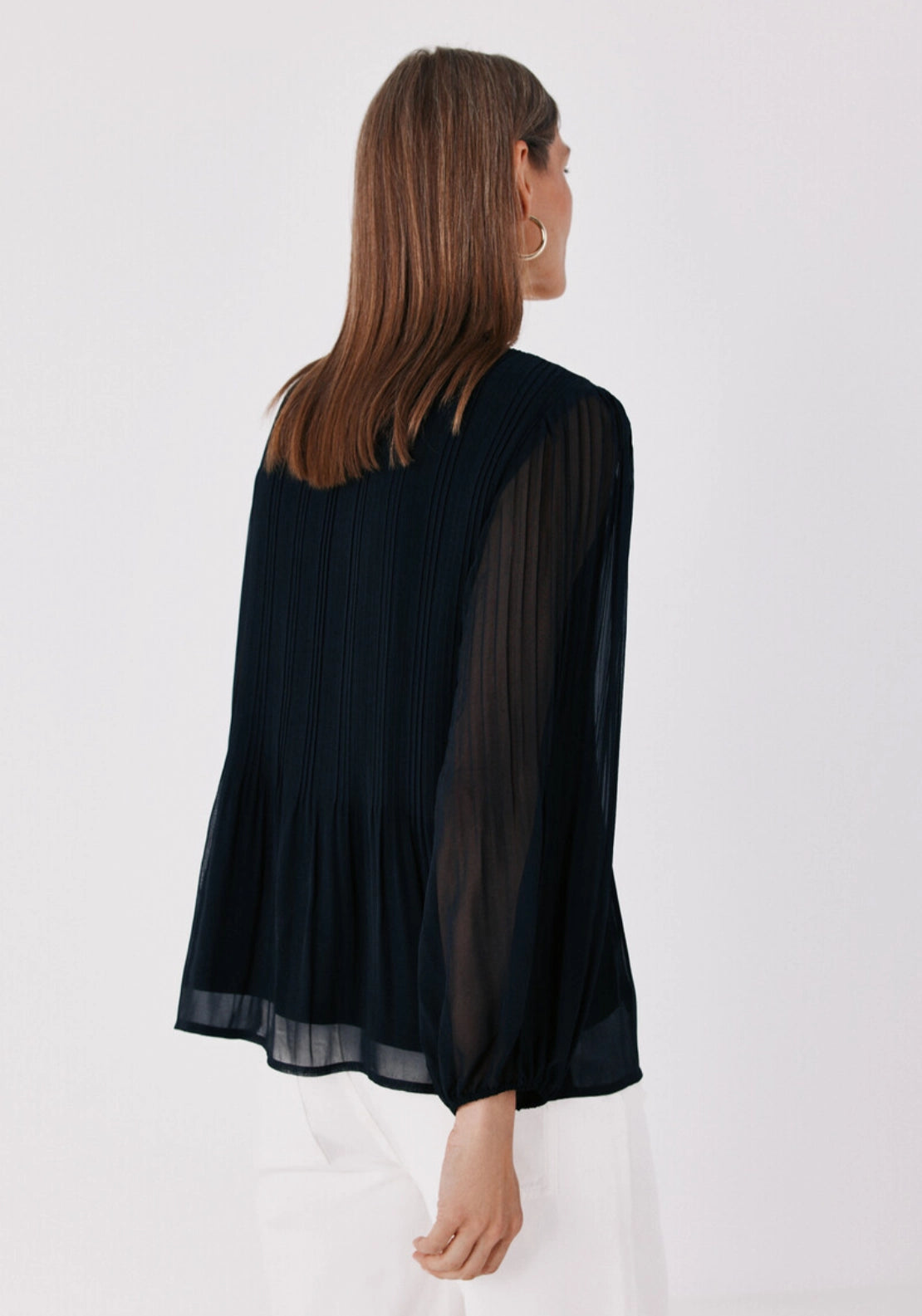 Cortefiel Soft Loose Shirt With Tie Neck - Black 2 Shaws Department Stores