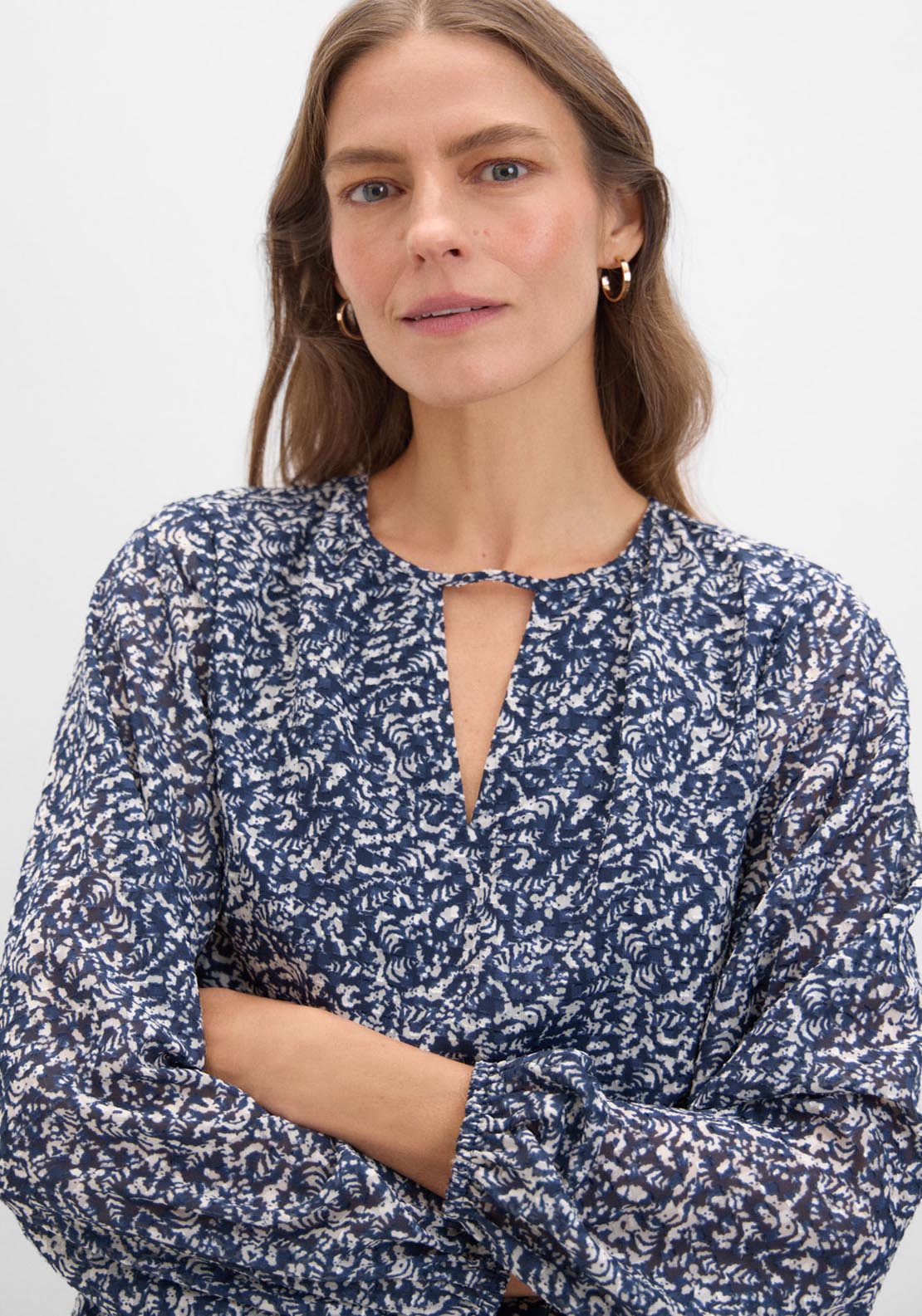 Cortefiel Textured Fabric Blouse - Blue 4 Shaws Department Stores