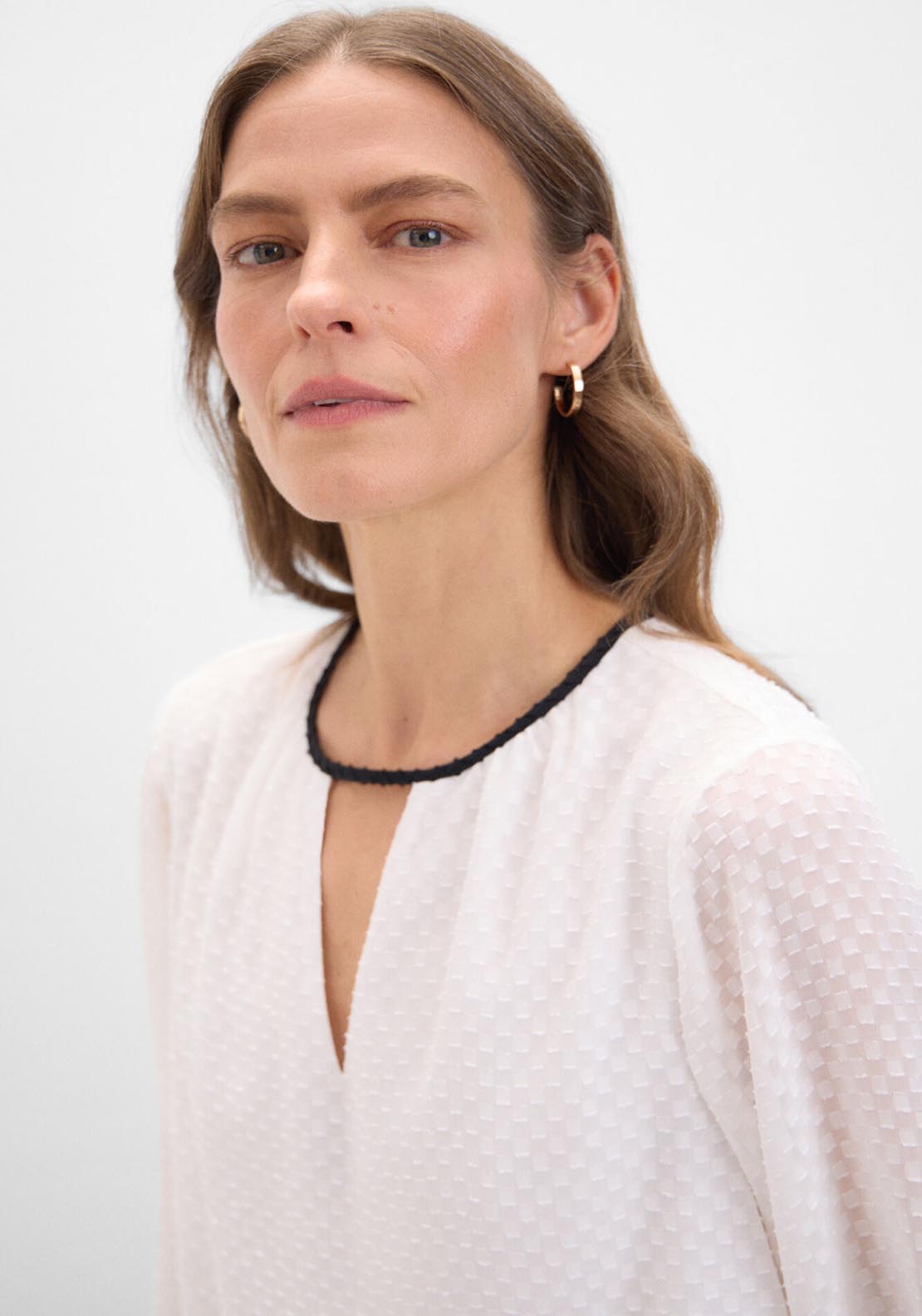 Cortefiel Textured Fabric Blouse - White 3 Shaws Department Stores