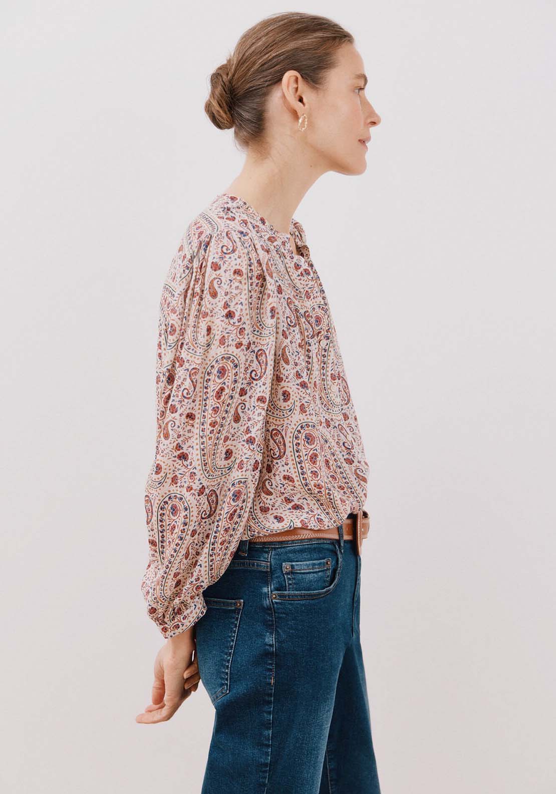 Cortefiel Printed blouse - White Print 4 Shaws Department Stores