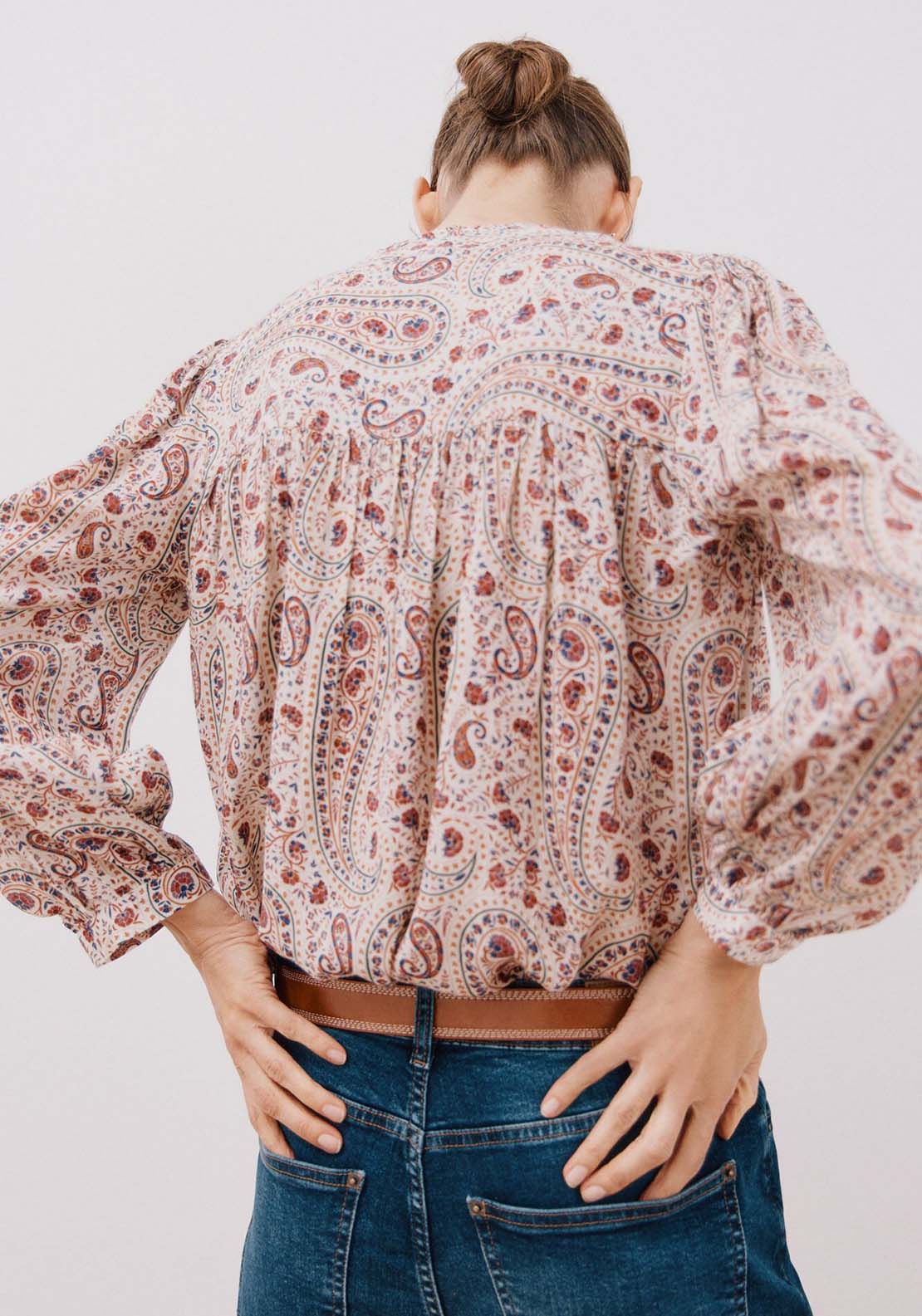 Cortefiel Printed blouse - White Print 5 Shaws Department Stores