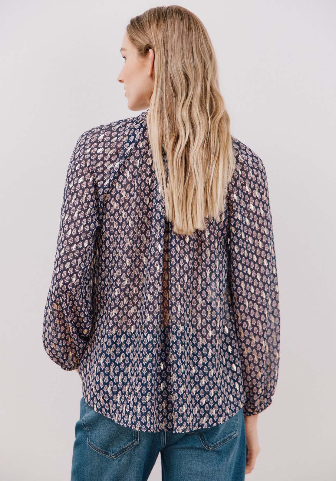 Cortefiel Blouse with honeycomb detail - Blue Print 2 Shaws Department Stores