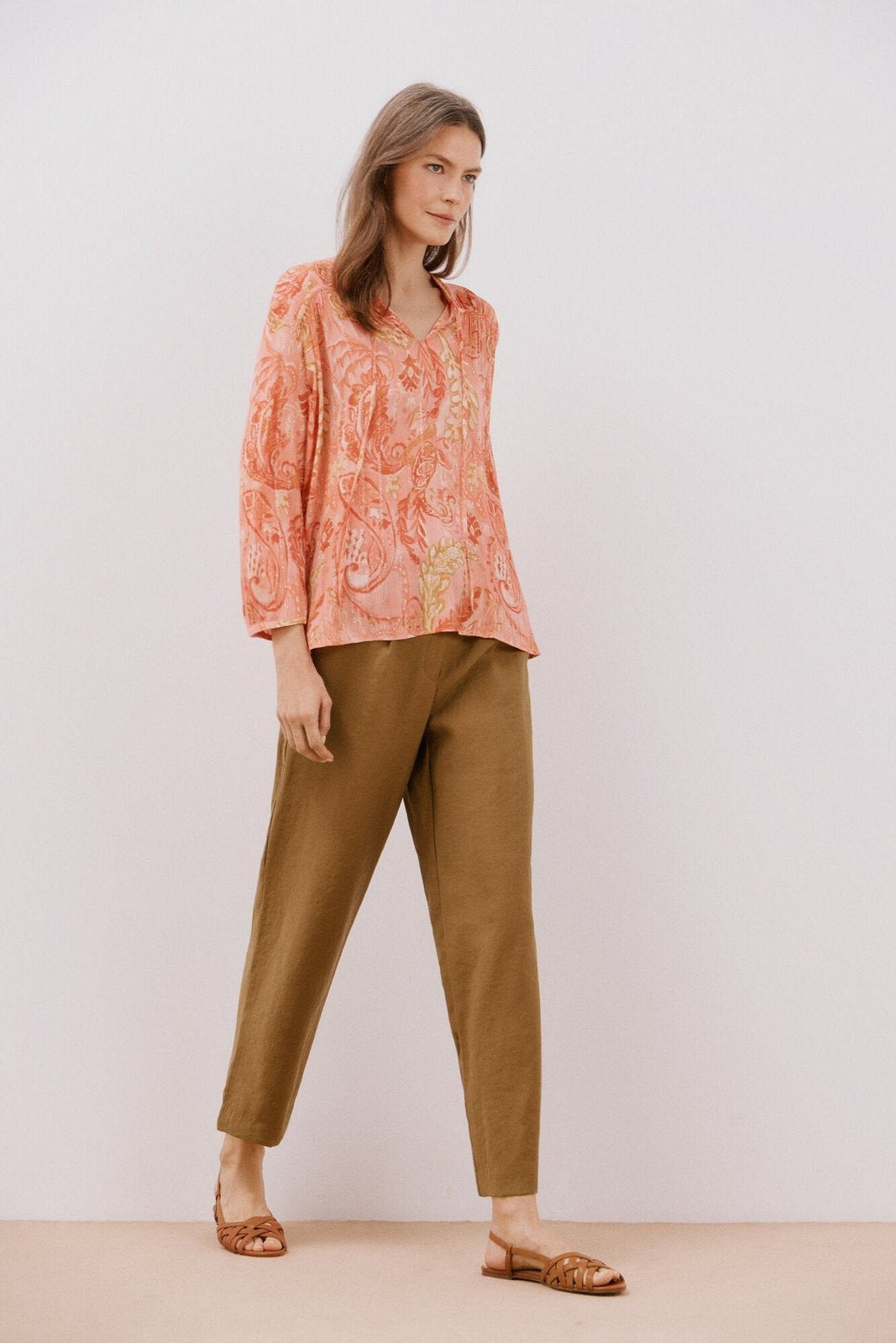 Cortefiel Long Sleeve Blouse with Lurex Detal - Multicoloured 2 Shaws Department Stores