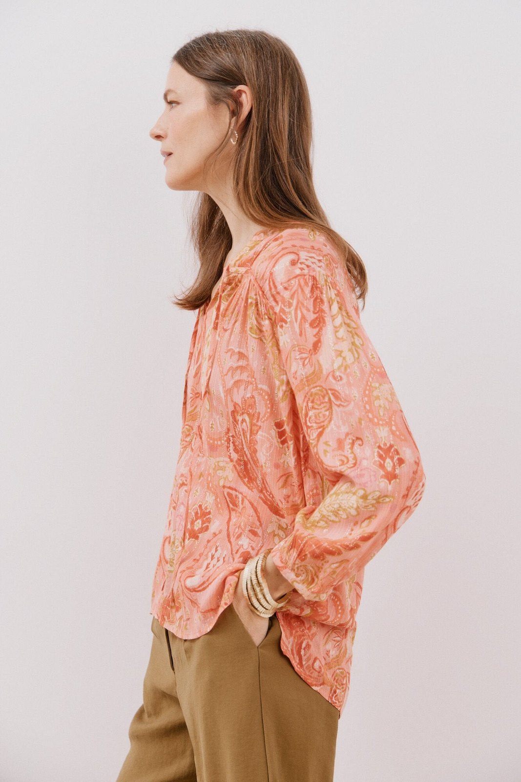 Cortefiel Long Sleeve Blouse with Lurex Detal - Multicoloured 3 Shaws Department Stores