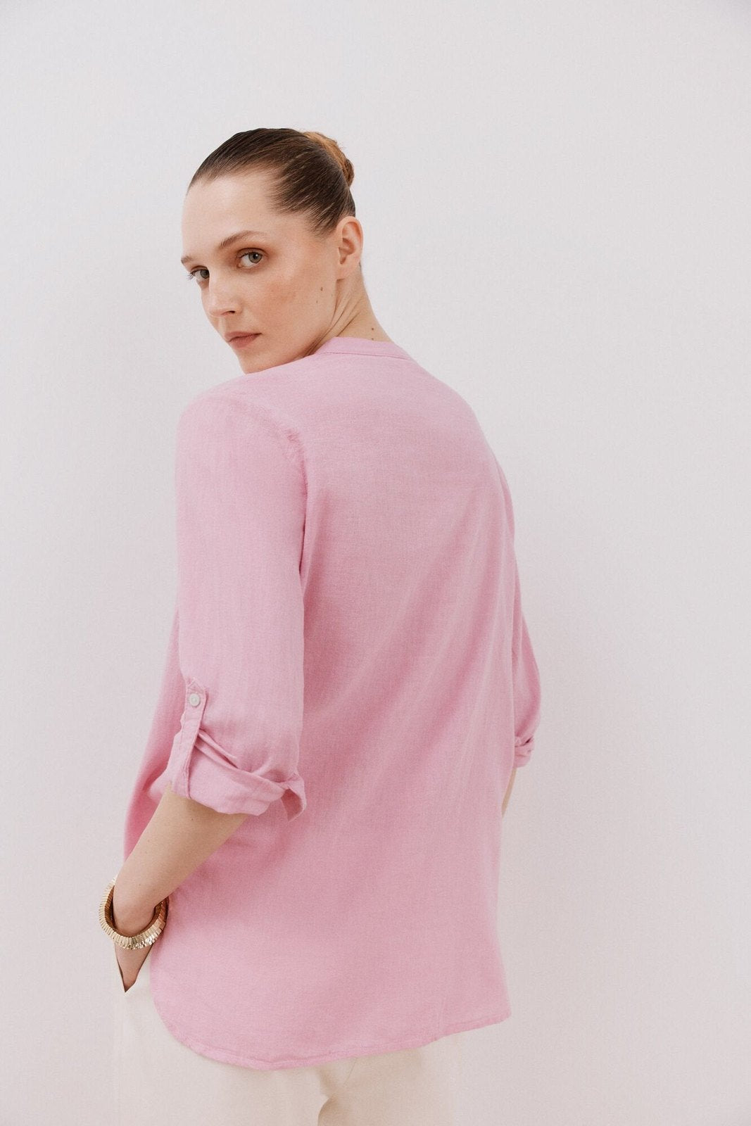 Cortefiel Long Sleeve Linen Shirt with Pockets - Purple/lilac 4 Shaws Department Stores