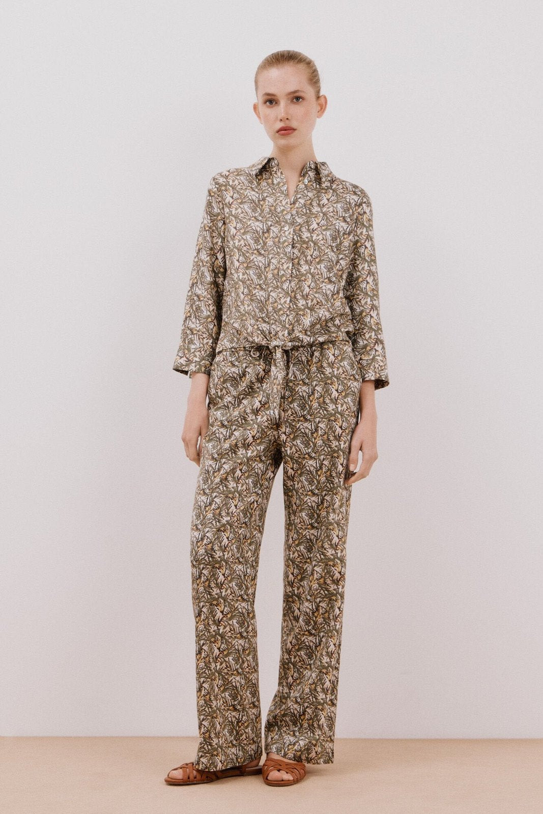 Cortefiel Printed Shirt With Knot - Green Print 6 Shaws Department Stores