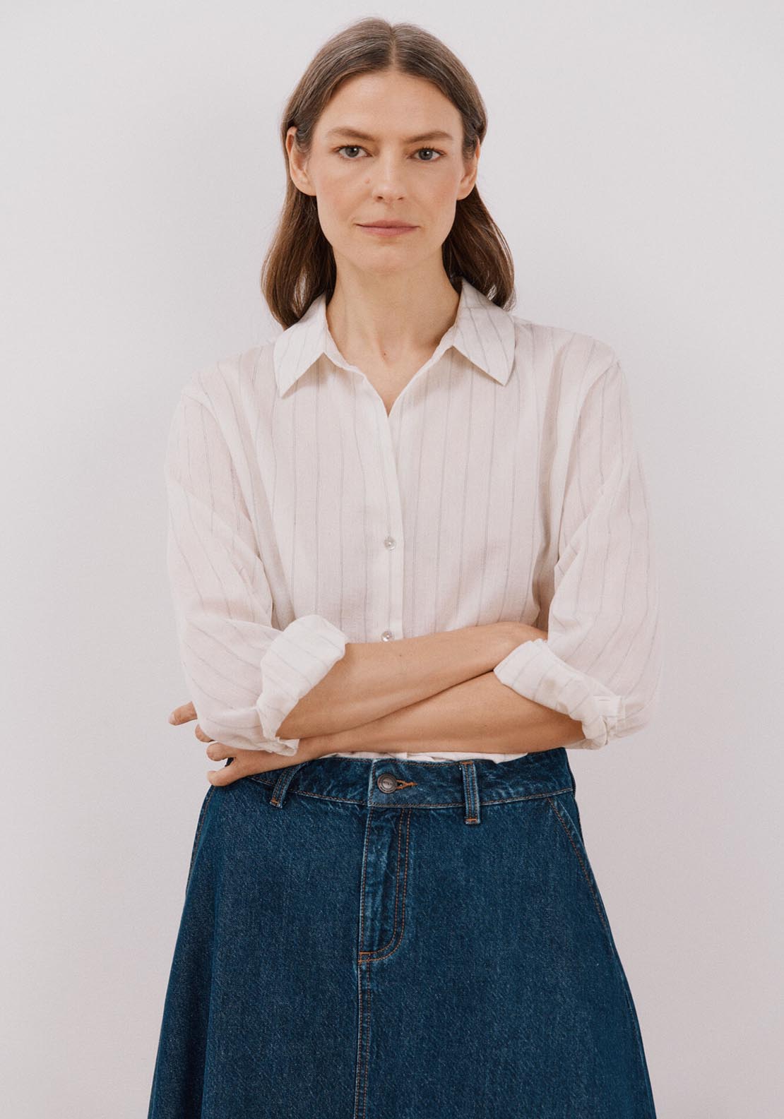 Cortefiel Striped Shirt - Sand 4 Shaws Department Stores